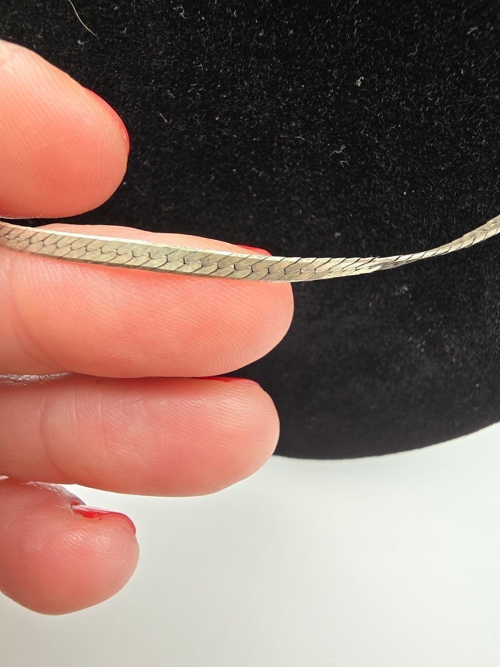 Vintage 1970s Italian 925 Sterling Silver Herringbone Necklace 24" - Picture 4 of 5